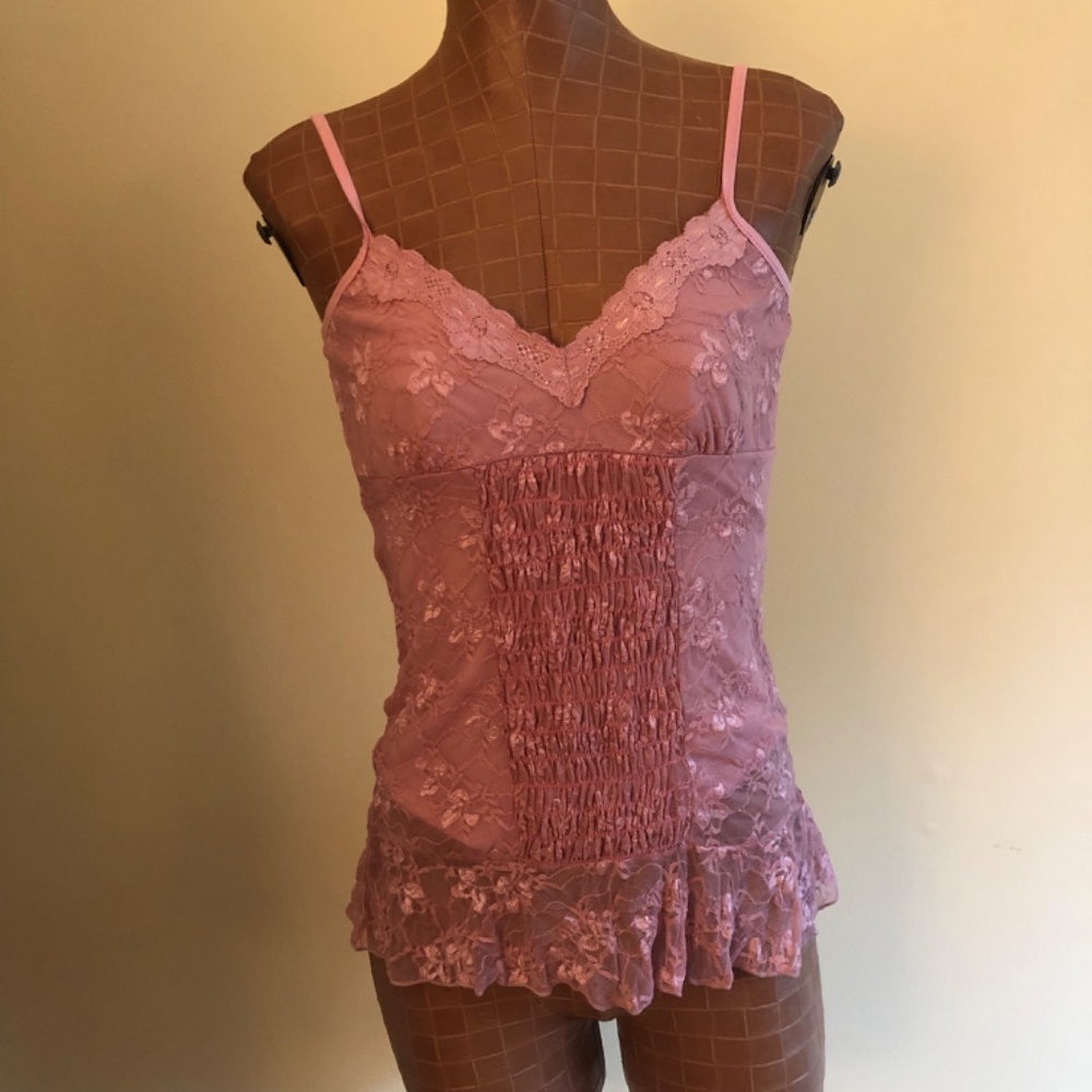 NWOT Pink Lace Top Camisole MED - Picture 3 of 12